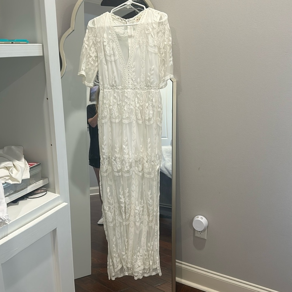 Beautiful Floral Lace Floor Length Dress